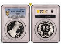 100 leva 1992, silver, PR70DCAM, GOLDEN EAGLE
