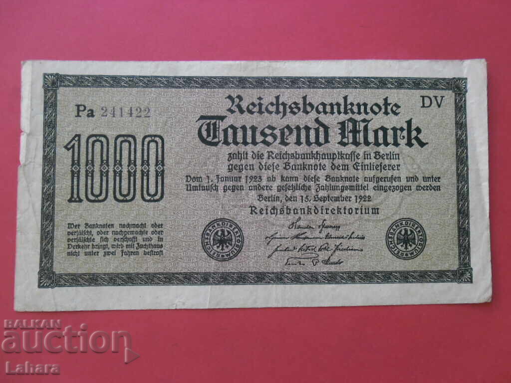 1000 Mark 1922 Germany 1000 Mark 1922 Germany