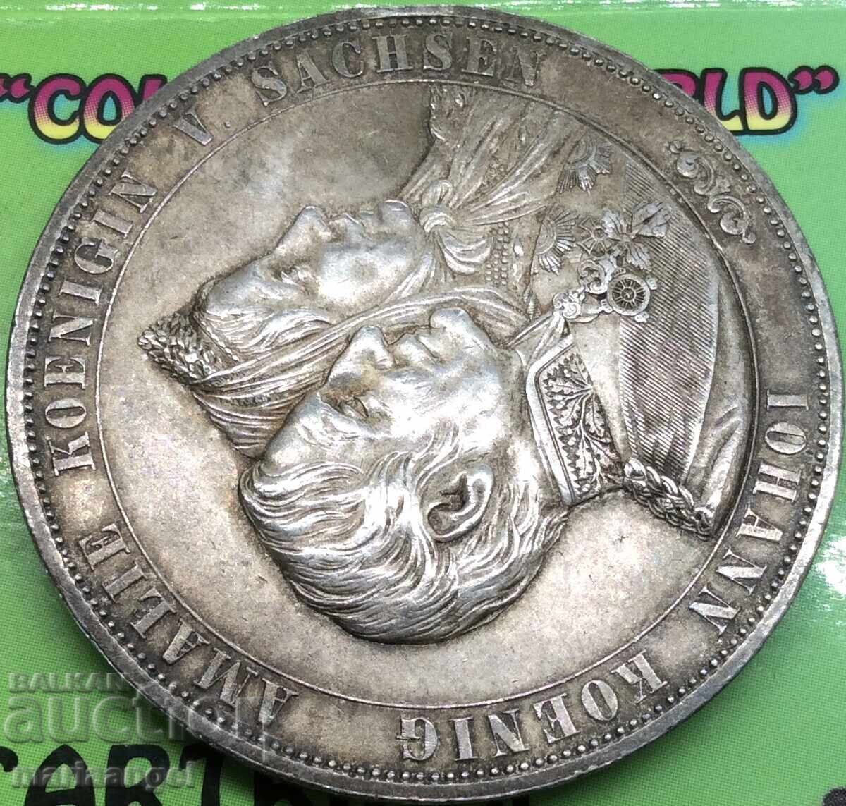 2 Thalers 1872 Saxony Germany 37g Jubilee 50th Anniversary 1822-1872 Ag with price 1154.00 BGN | € 590.03