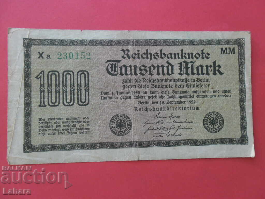 1000 марки 1922 г. Германия