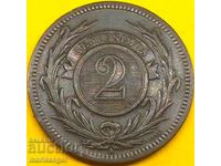 2 centesimos 1869 Uruguay monetărie Paris