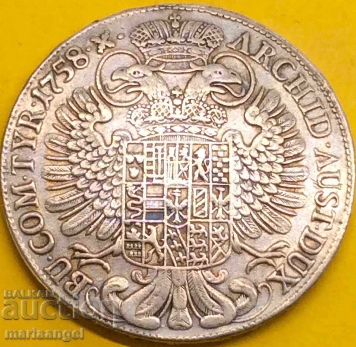 Taler 1758 Austria Maria Tereza Tirol Hall 27,62g RAR cu preț 559.00 BGN | € 285.81