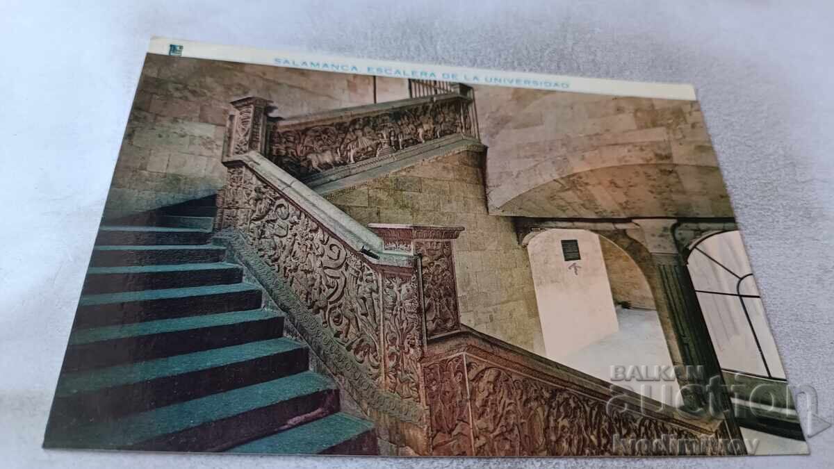 Postcard Salamanca Staircase of the University 1974