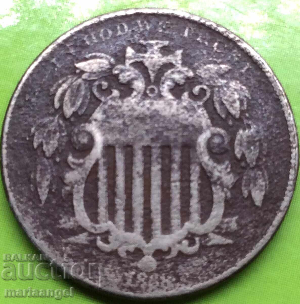 ΗΠΑ 5 σεντς 1868 SHIELD νικέλιο με τιμή 24.00 BGN | € 12.27 ΗΠΑ 5 σεντς 1868 SHIELD νικέλιο με τιμή 24.00 BGN | € 12.27