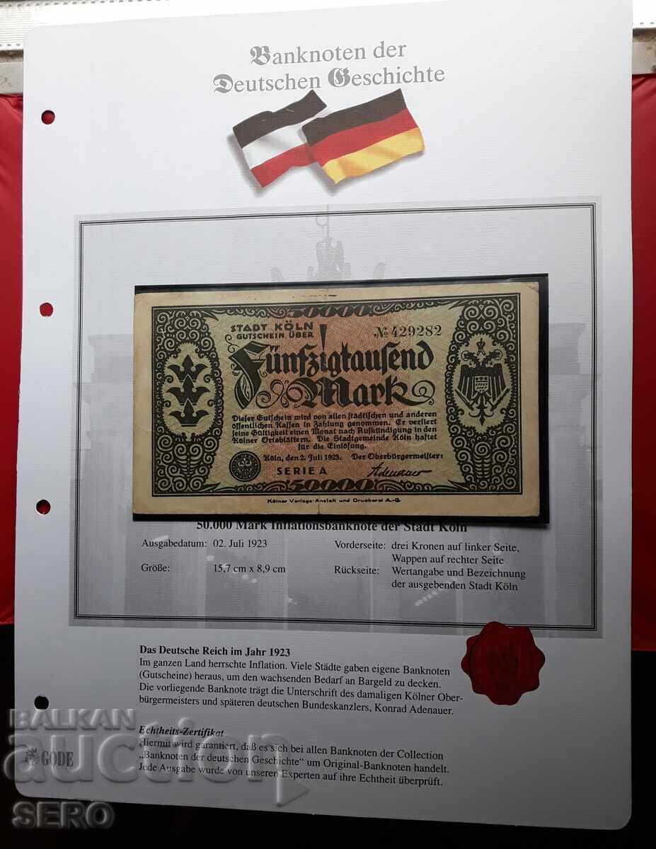 Banknote - Germany - Cologne - 50,000 Marks 1923