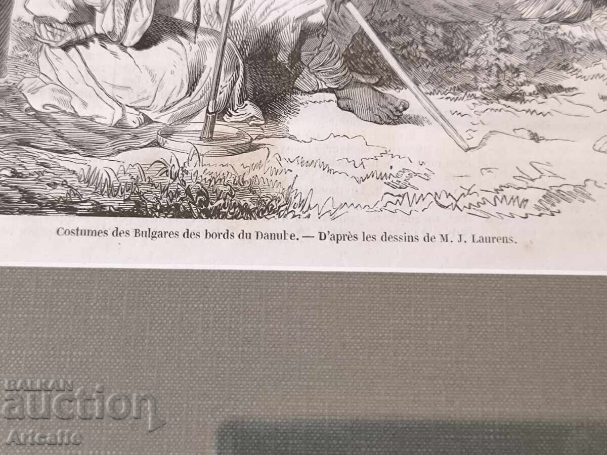 Livrarea Bulgari pe malul Dunării - gravură în lemn 1853