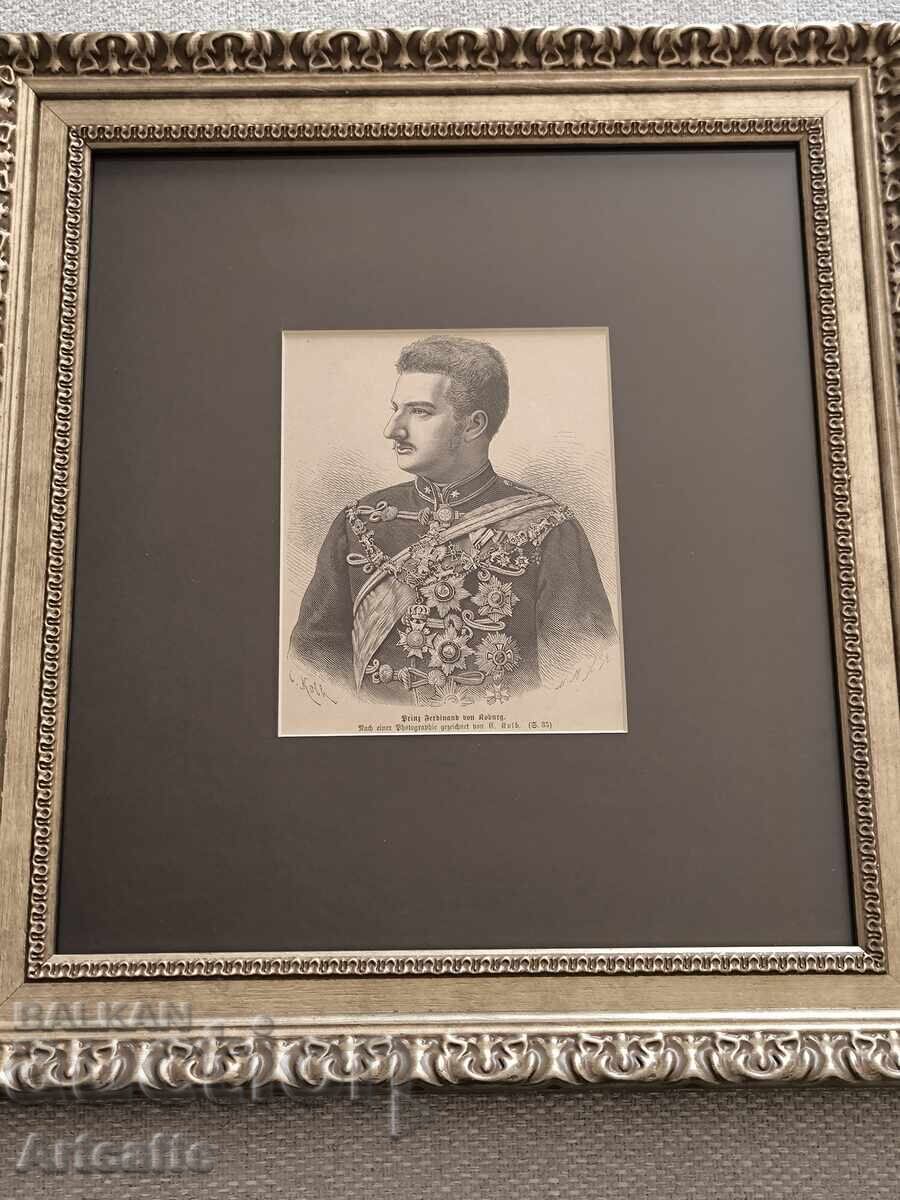 Πρίγκιπας Φερδινάνδος της Σαξονίας-Κόμπουργκ και Γκότα - πορτρέτο ξυλογραφία 1888