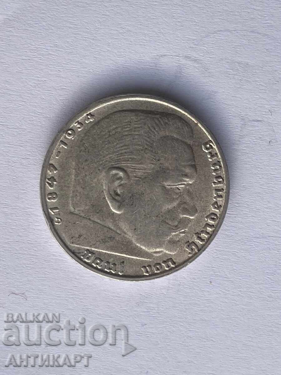 Germany Silver Coin 2 Marks Reichsmark Swastika 1938 D with price 23.00 BGN | € 11.76