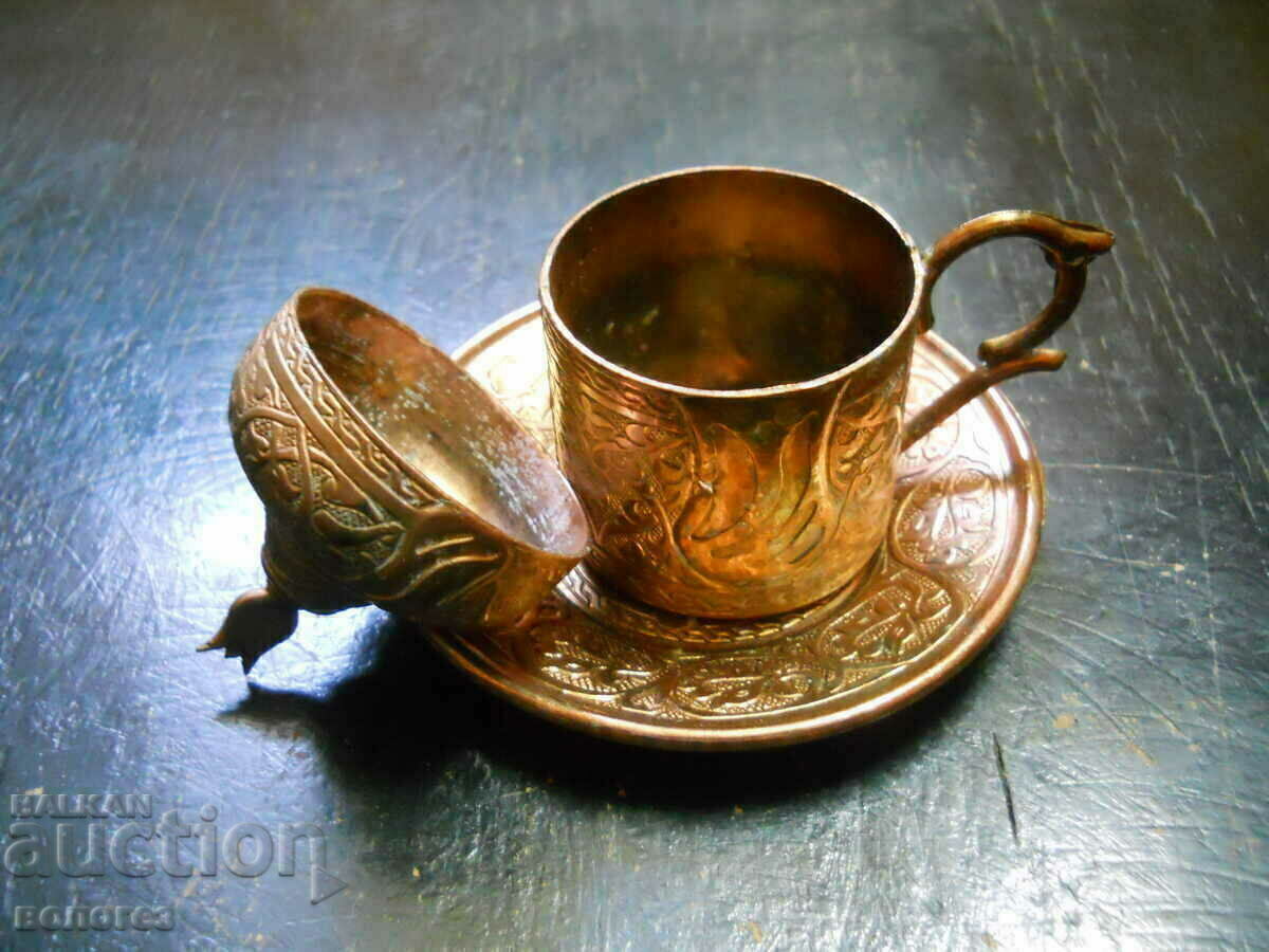 Медни поставки с порцеланови чаши за кафе - Турция - 6
