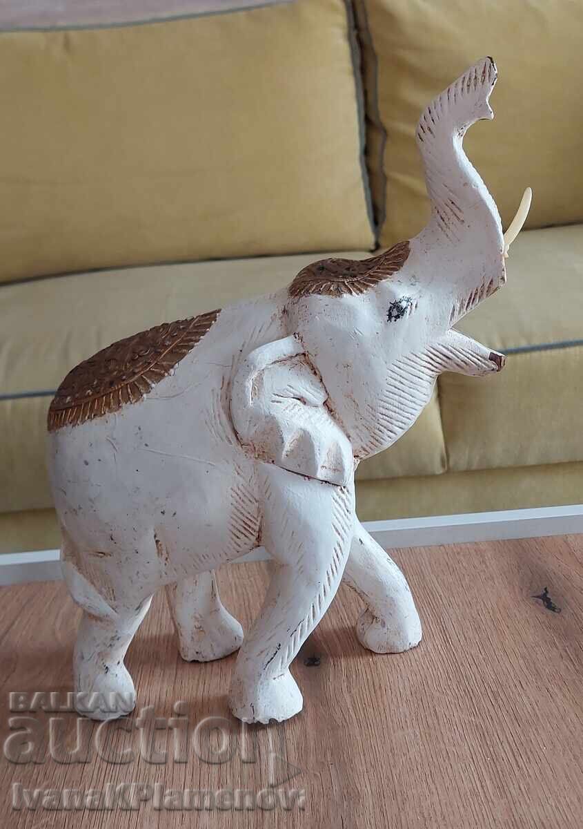 Wood carving, large elephant figure for connoisseurs - 5