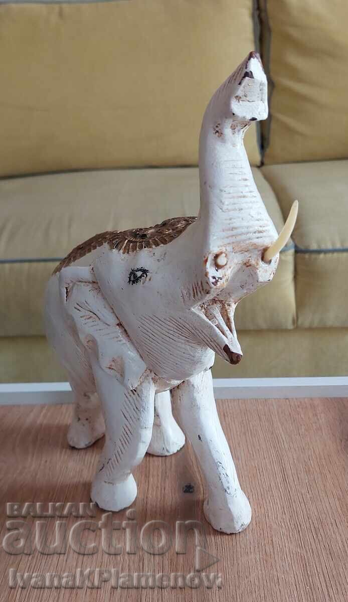 Wood carving, large elephant figure for connoisseurs - 6