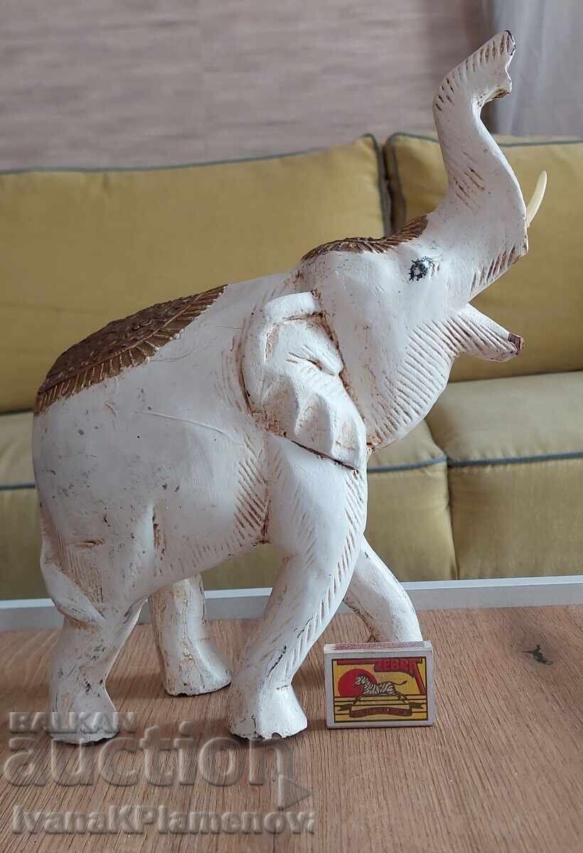 Wood carving, large elephant figure for connoisseurs - 7