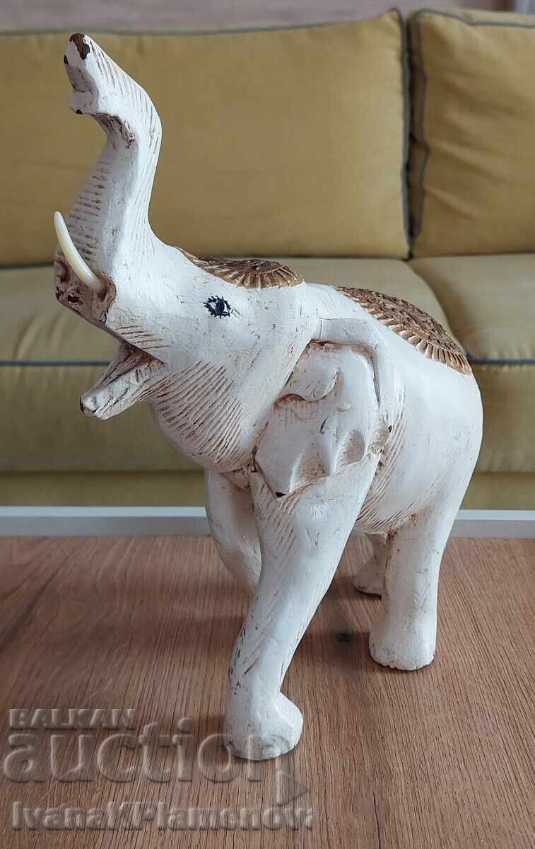 Wood carving, large elephant figure for connoisseurs