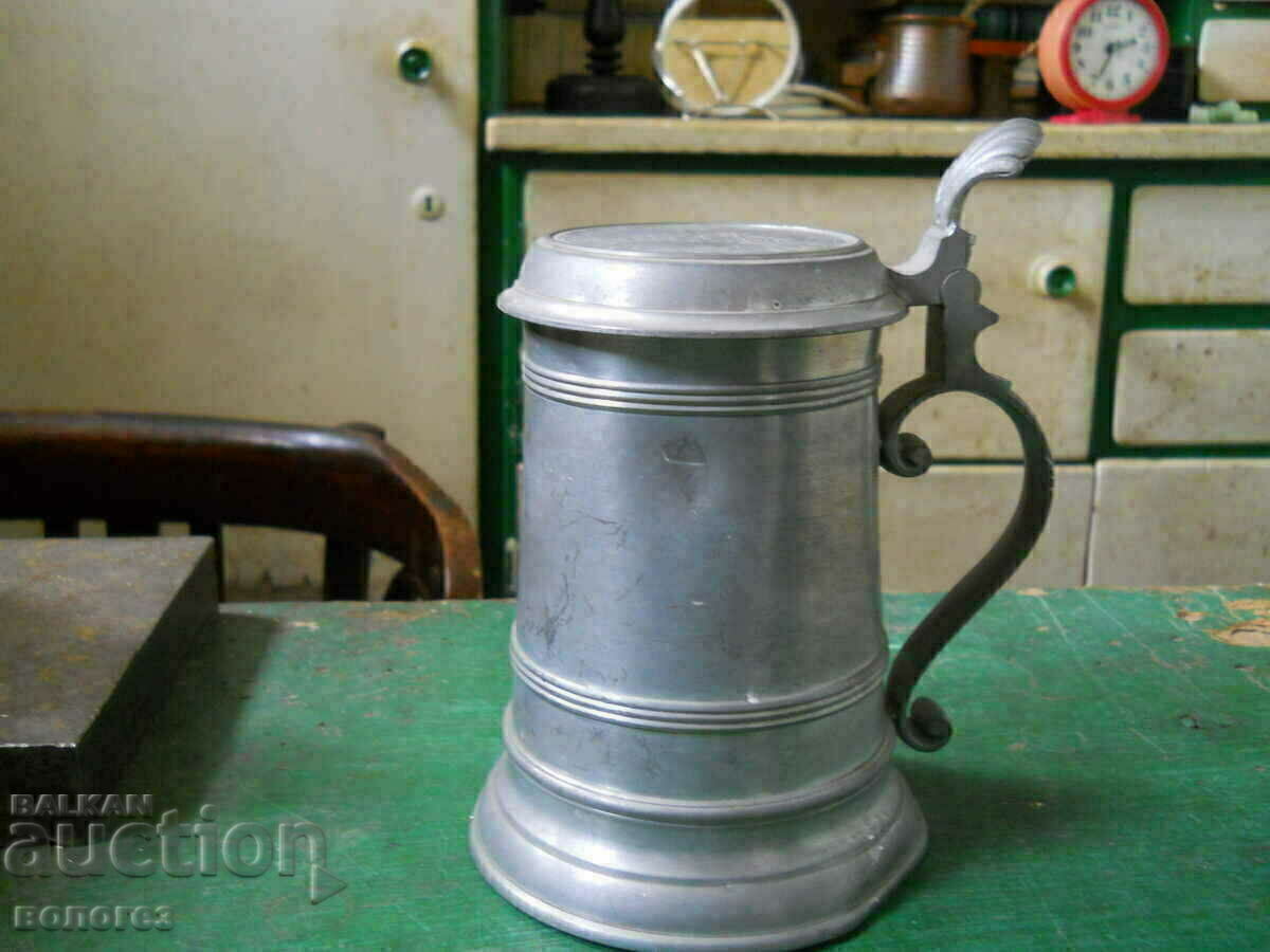 Аукцион Метална халба за бира с капак - Германия