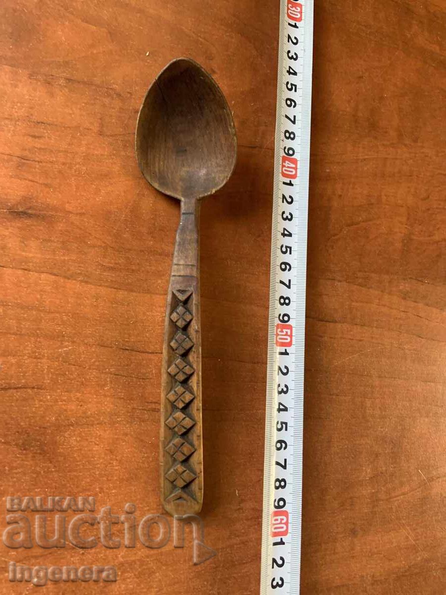 WOODEN SPOON OLD HAND-CARVED WOODCARVING
