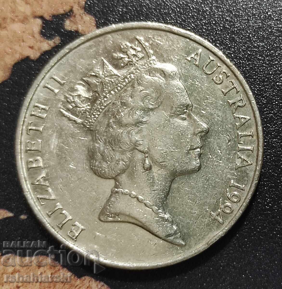 Монета Австралия 20 цента, 1994 с цена 2.00 лв. | € 1.02 Монета Австралия 20 цента, 1994 с цена 2.00 лв. | € 1.02