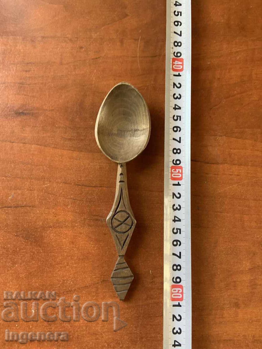 WOODEN SPOON OLD HAND-CARVED WOODCARVING