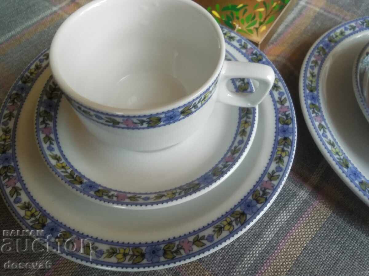 Auction  2 pcs. triple set for coffee and cake
