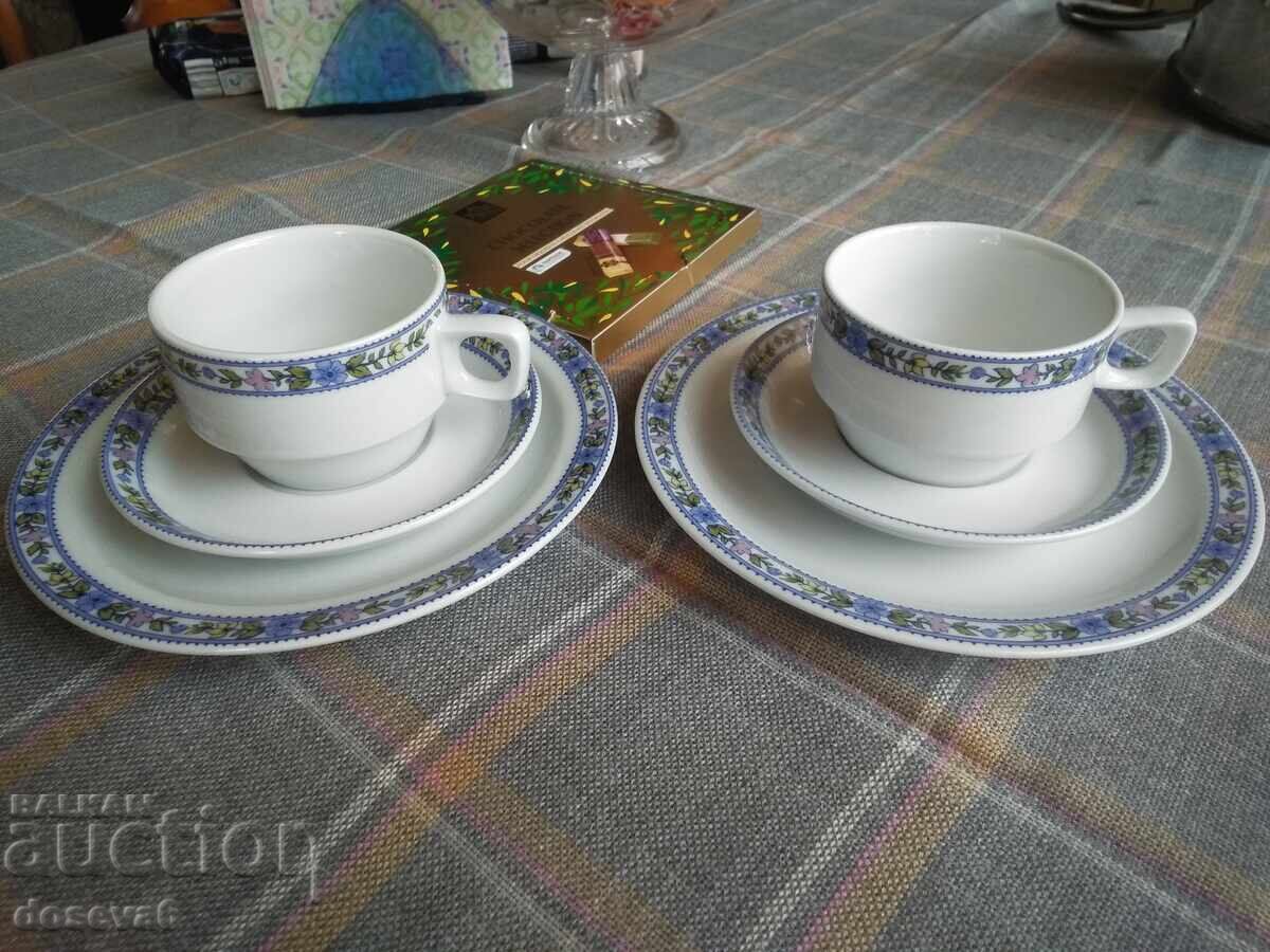 2 pcs. triple set for coffee and cake
