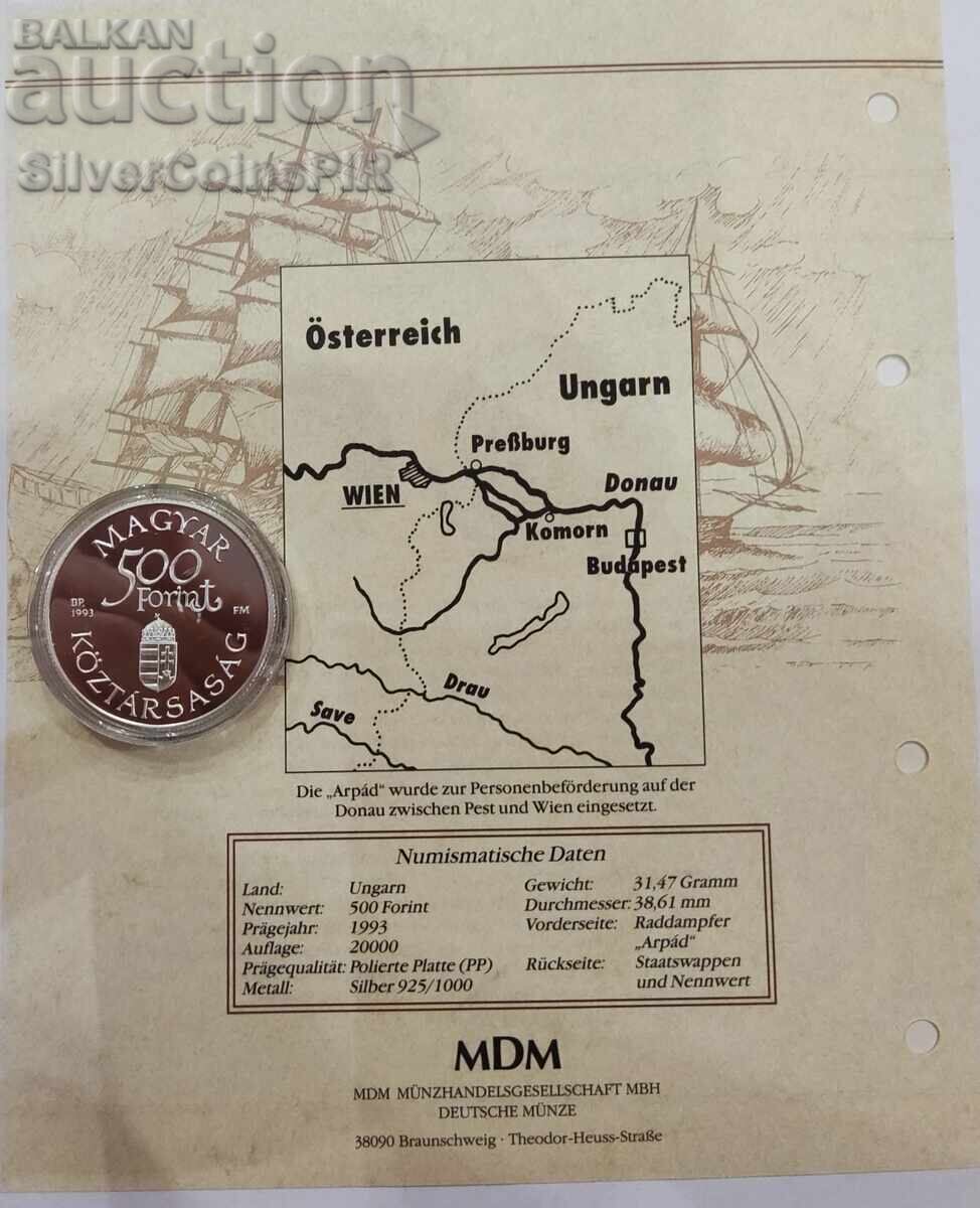 Auction Silver 500 Forint Arpad Ship 1993 Hungary Auction Silver 500 Forint Arpad Ship 1993 Hungary