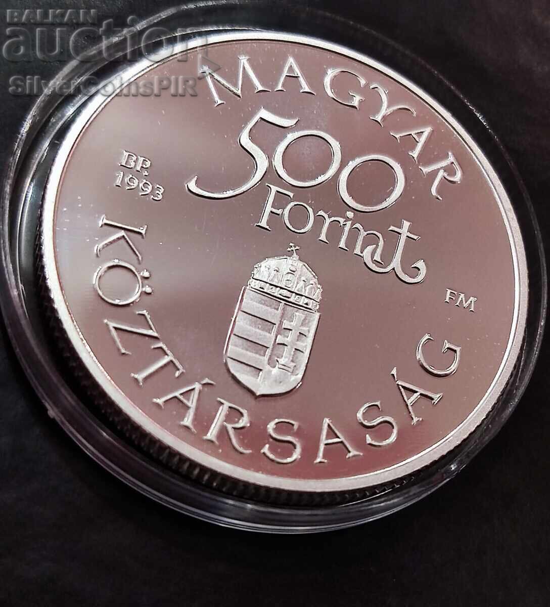 Silver 500 Forint Arpad Ship 1993 Hungary - 6 Silver 500 Forint Arpad Ship 1993 Hungary - 6