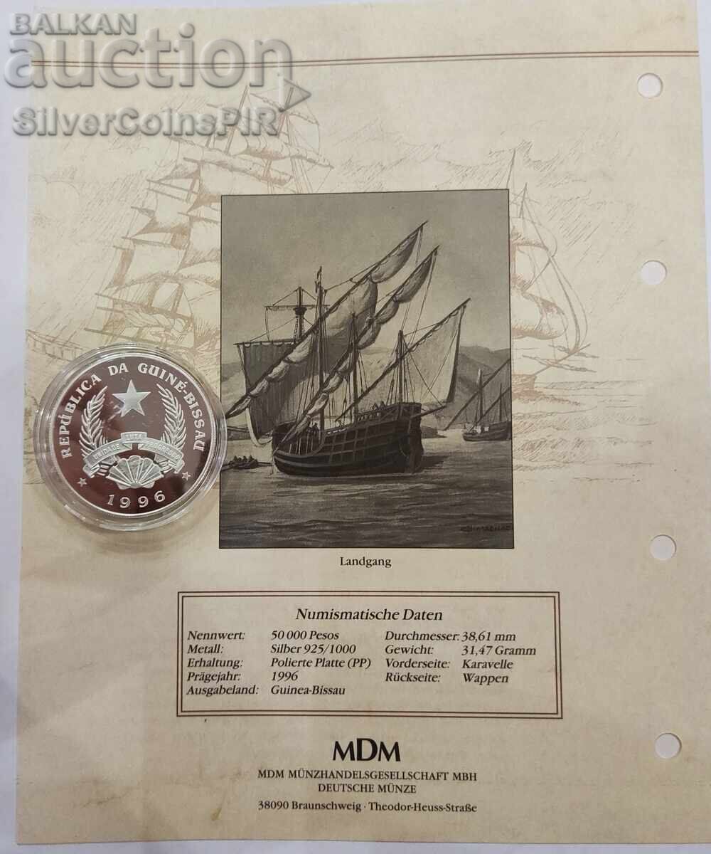 Delivery of Silver 50,000 Peso Ship 1996 Guinea-Bissau Delivery of Silver 50,000 Peso Ship 1996 Guinea-Bissau