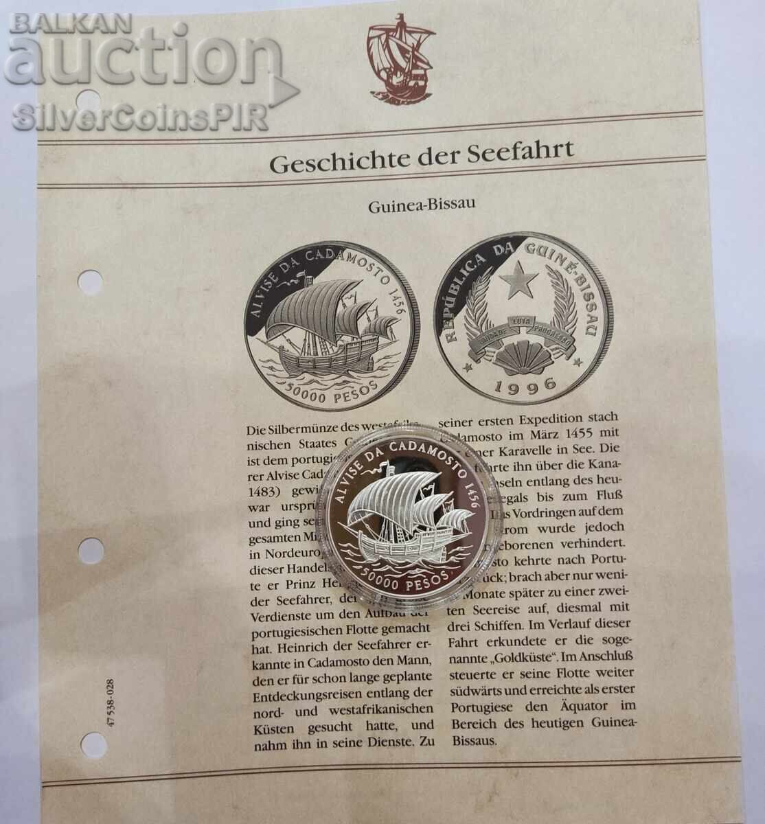 Silver 50,000 Peso Ship 1996 Guinea-Bissau - 5 Silver 50,000 Peso Ship 1996 Guinea-Bissau - 5