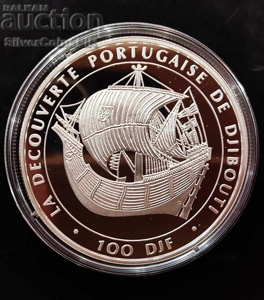 Silver 100 Francs Ship 1996 Djibouti Silver 100 Francs Ship 1996 Djibouti