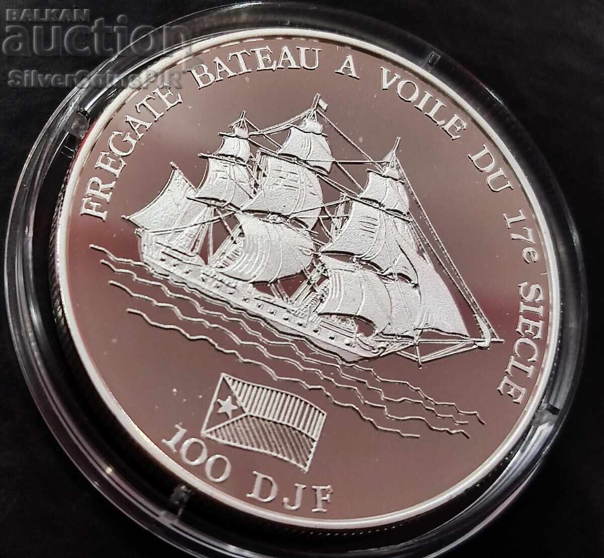 Silver 100 Francs Ship 1994 Djibouti - 5 Silver 100 Francs Ship 1994 Djibouti - 5
