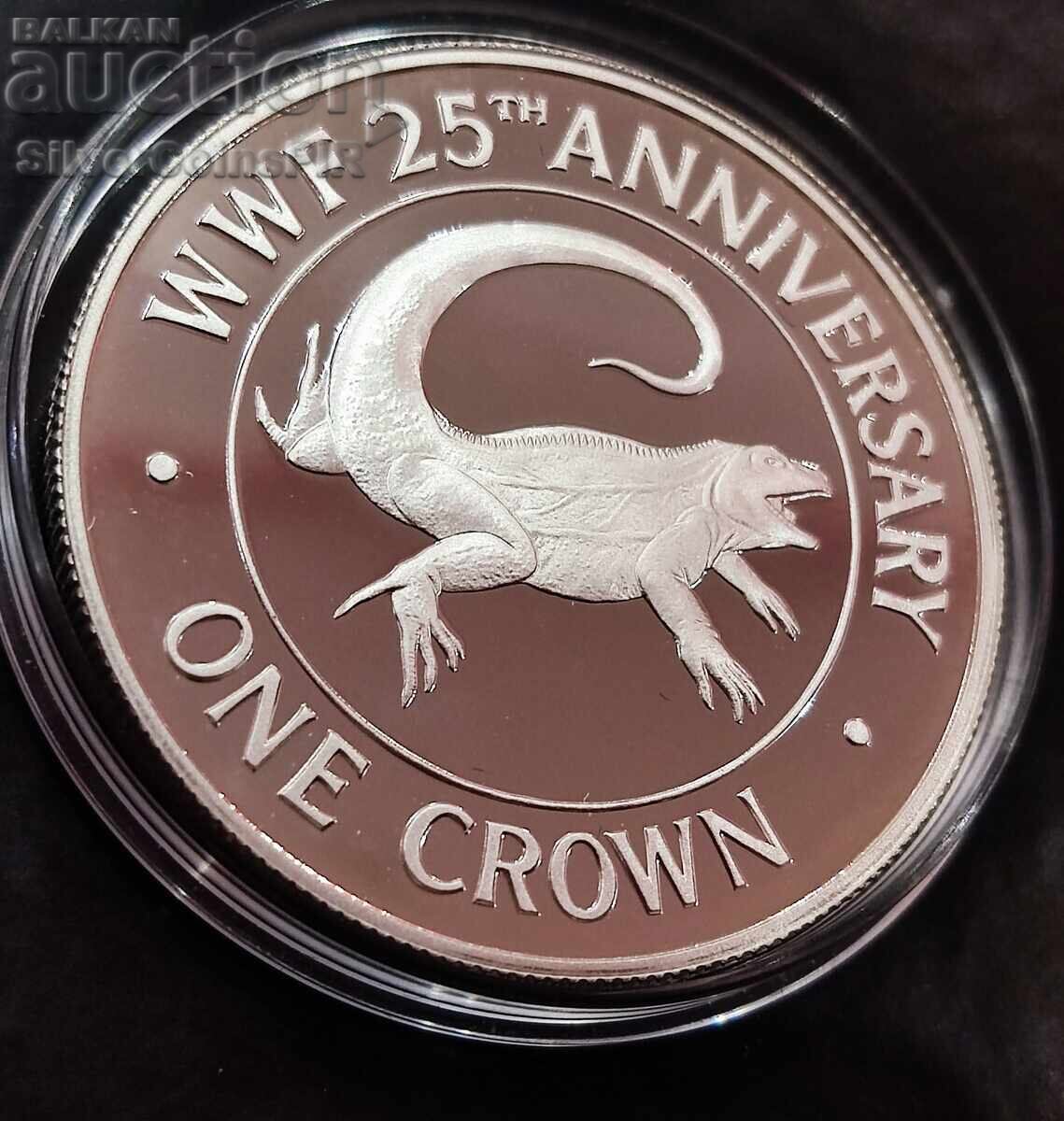 Silver 1 Crown Iguana 1988 Turks and Caicos Endangered Animals - 5 Silver 1 Crown Iguana 1988 Turks and Caicos Endangered Animals - 5