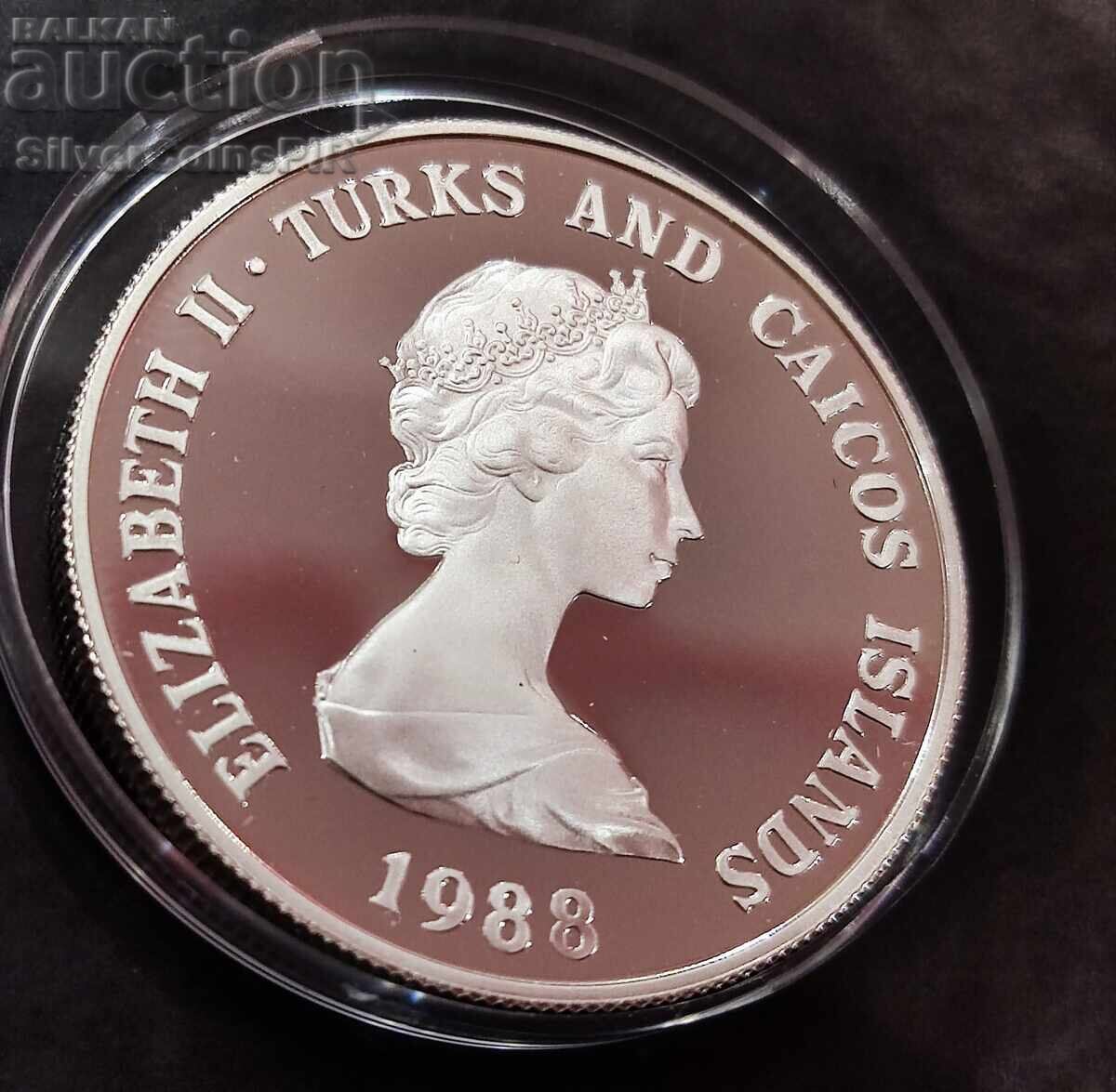 Silver 1 Crown Iguana 1988 Turks and Caicos Endangered Animals - 6 Silver 1 Crown Iguana 1988 Turks and Caicos Endangered Animals - 6