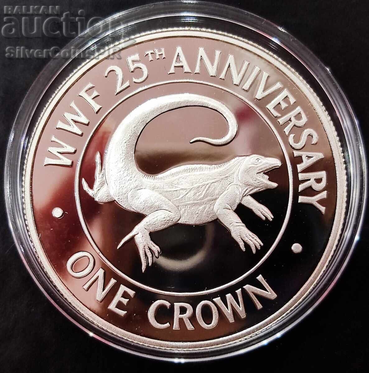 Silver 1 Crown Iguana 1988 Turks and Caicos Endangered Animals Silver 1 Crown Iguana 1988 Turks and Caicos Endangered Animals