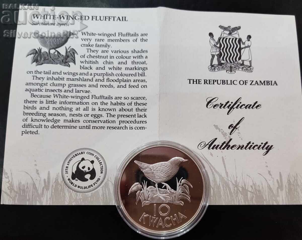 Сребро 10 Квача Птица 1986 Замбия Застрашени Животни - 5 Сребро 10 Квача Птица 1986 Замбия Застрашени Животни - 5