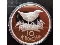 Silver 10 Kwacha Bird 1986 Zambia Endangered Animals