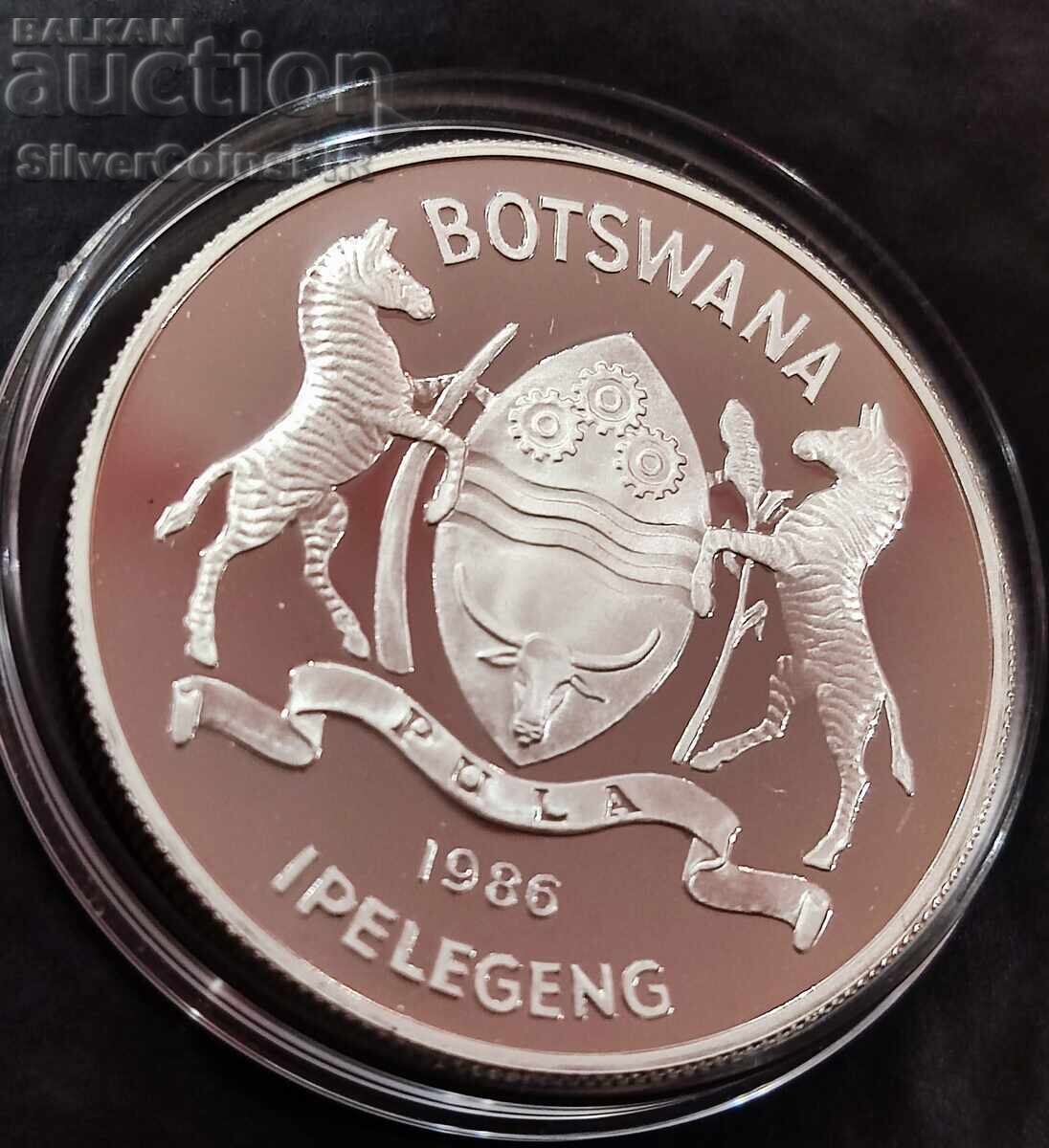 Silver 2 Pula Bird 1986 Botswana Endangered Animals - 6 Silver 2 Pula Bird 1986 Botswana Endangered Animals - 6