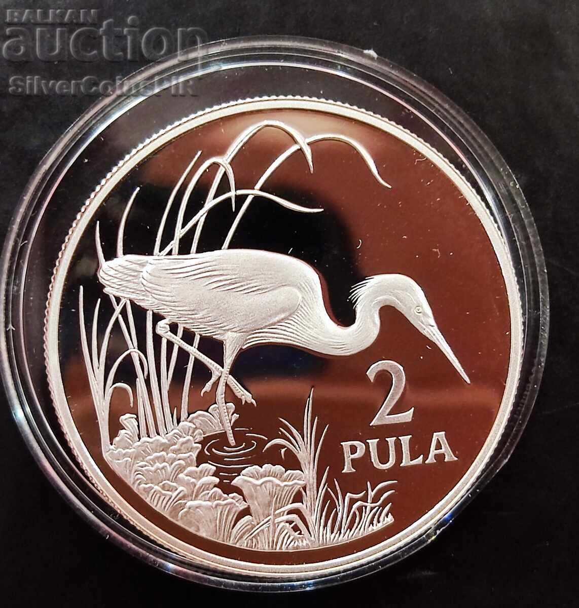 Silver 2 Pula Bird 1986 Botswana Endangered Animals Silver 2 Pula Bird 1986 Botswana Endangered Animals