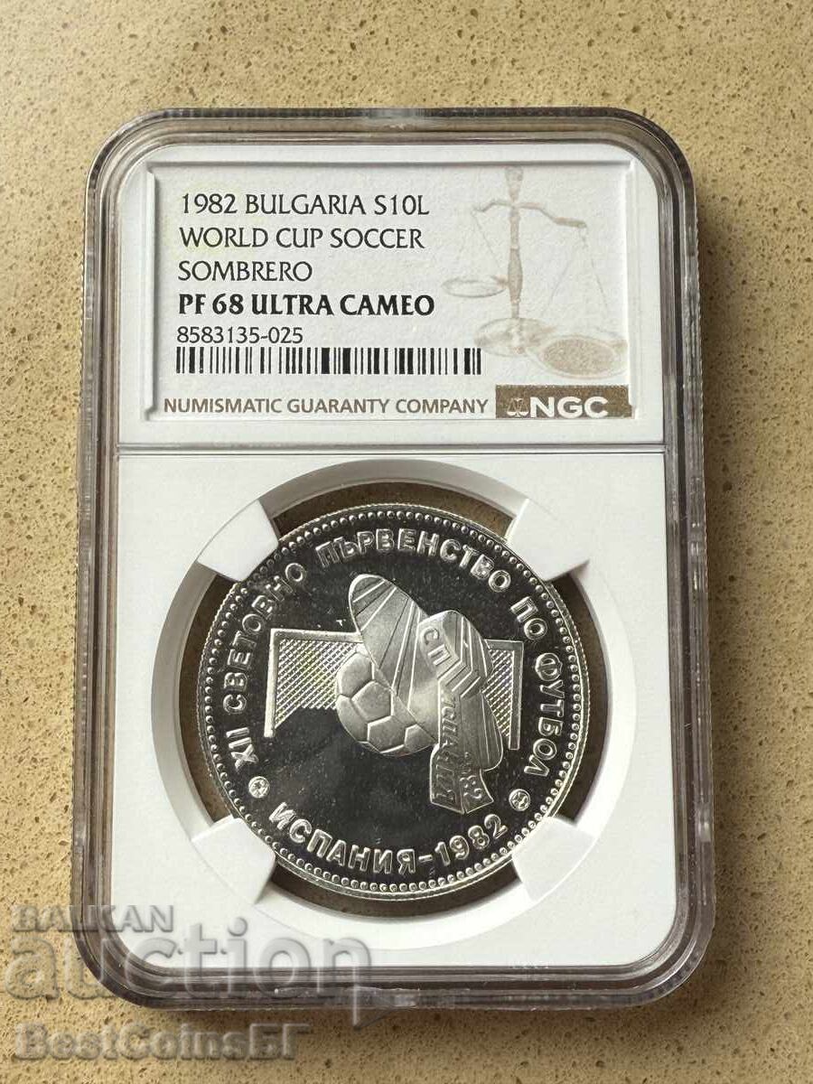 10 leva 1982 Σομπρέρο - NGC PF 68 Ultra cameo από 1 λεπτό 10 leva 1982 Σομπρέρο - NGC PF 68 Ultra cameo από 1 λεπτό