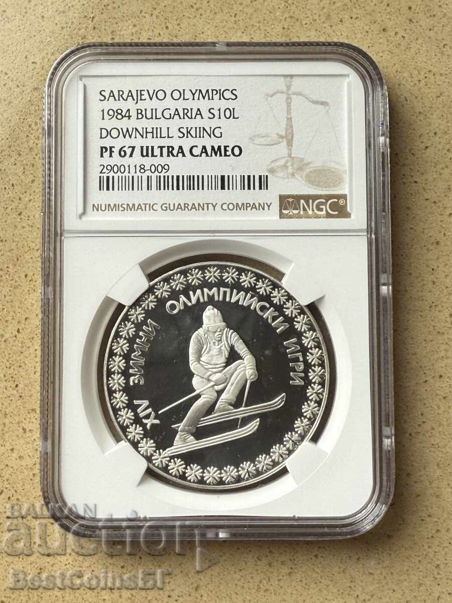 10 leva 1984 Sarajevo NGC PF 67 Ultra cameo de la 1st 10 leva 1984 Sarajevo NGC PF 67 Ultra cameo de la 1st