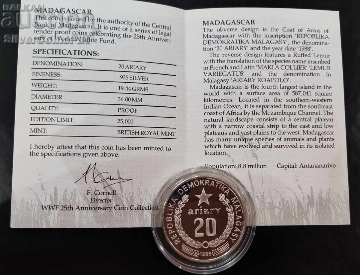 Delivery of Silver 20 Ariary Lemur 1988 Madagascar Endangered Animals Delivery of Silver 20 Ariary Lemur 1988 Madagascar Endangered Animals
