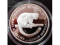 Silver 20 Ariary Lemur 1988 Madagascar Endangered Animals