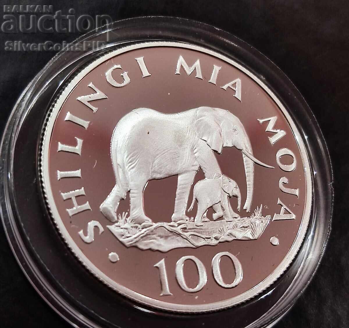 Delivery of Silver 100 Shillings Elephants 1986 Tanzania Endangered Animals Delivery of Silver 100 Shillings Elephants 1986 Tanzania Endangered Animals