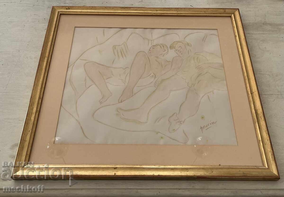 Jules Pascin Jules Pasquin "Femei Goale" acuarelă - 5 Jules Pascin Jules Pasquin "Femei Goale" acuarelă - 5