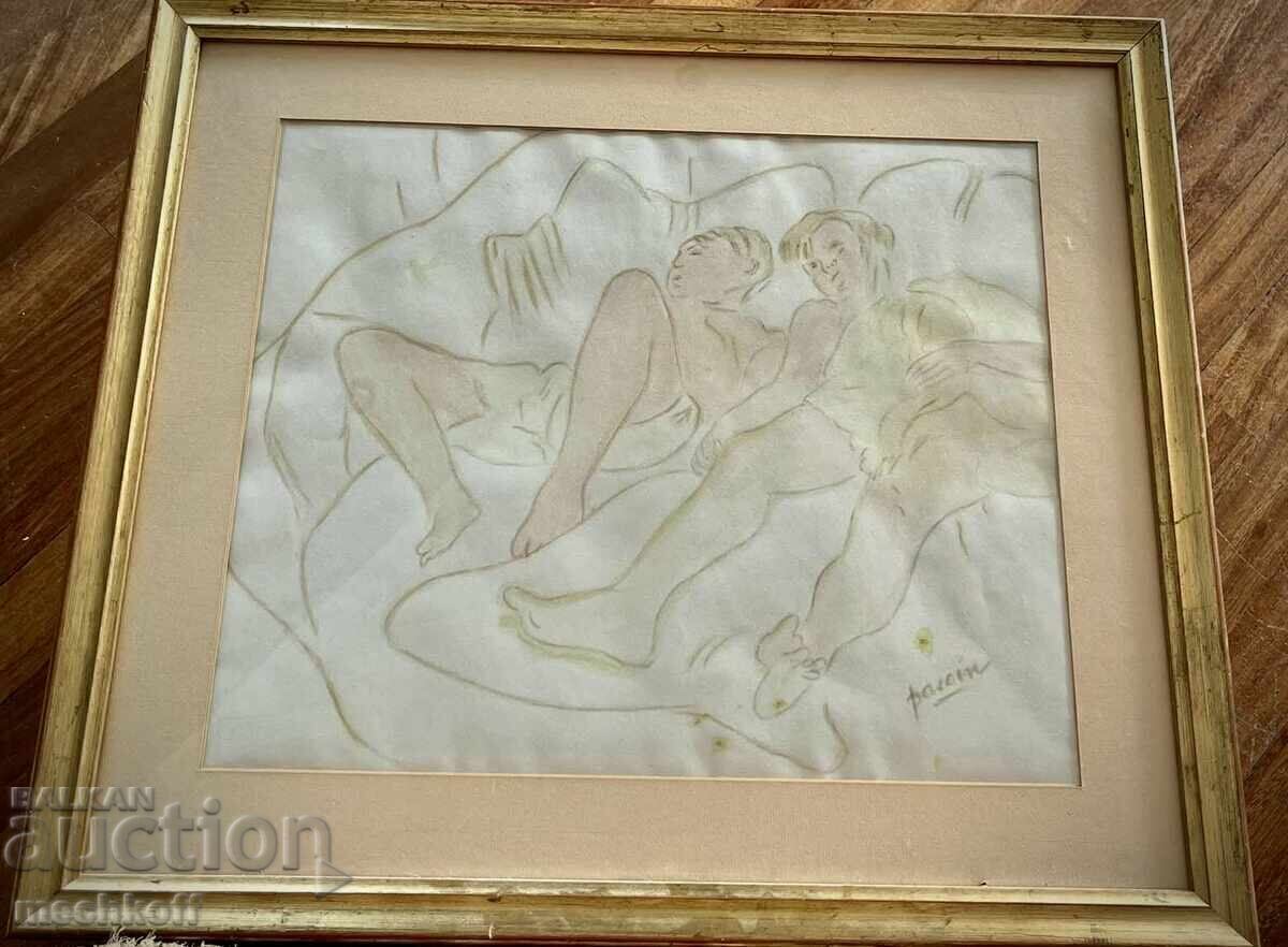 Jules Pascin Jules Pasquin "Femei Goale" acuarelă Jules Pascin Jules Pasquin "Femei Goale" acuarelă