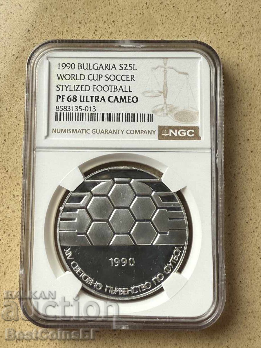 25 leva 1990 Ποδοσφαιρική μπάλα - NGC PF 68 Ultra cameo από 1 στ 25 leva 1990 Ποδοσφαιρική μπάλα - NGC PF 68 Ultra cameo από 1 στ
