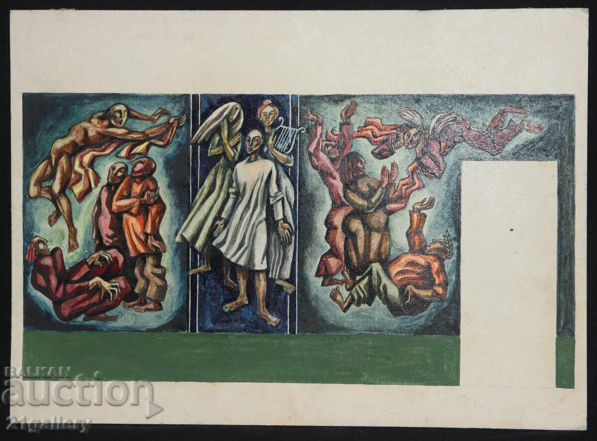 Abstract figurative composition oil painting with price 480.00 BGN | € 245.42