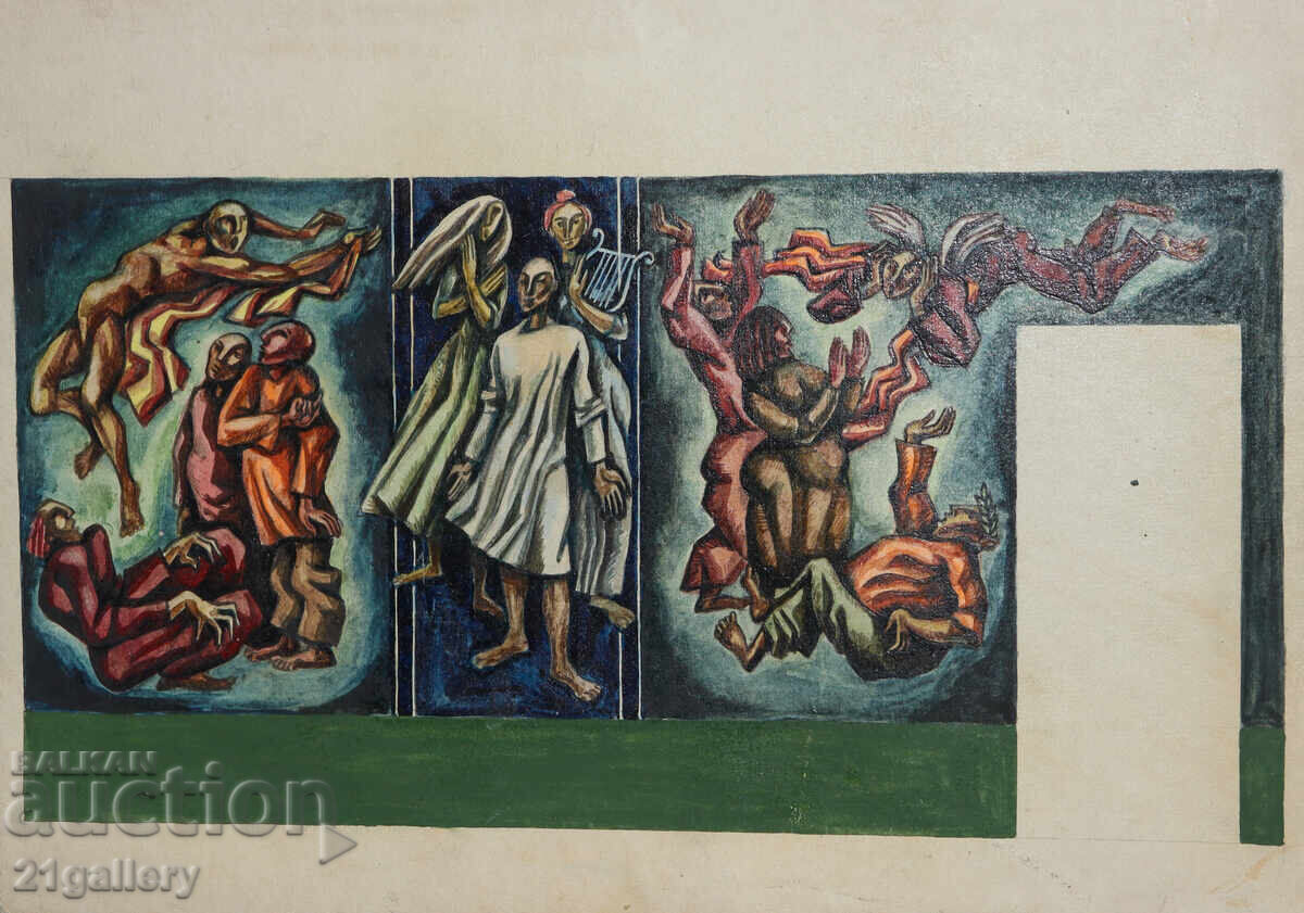 Auction  Abstract figurative composition oil painting