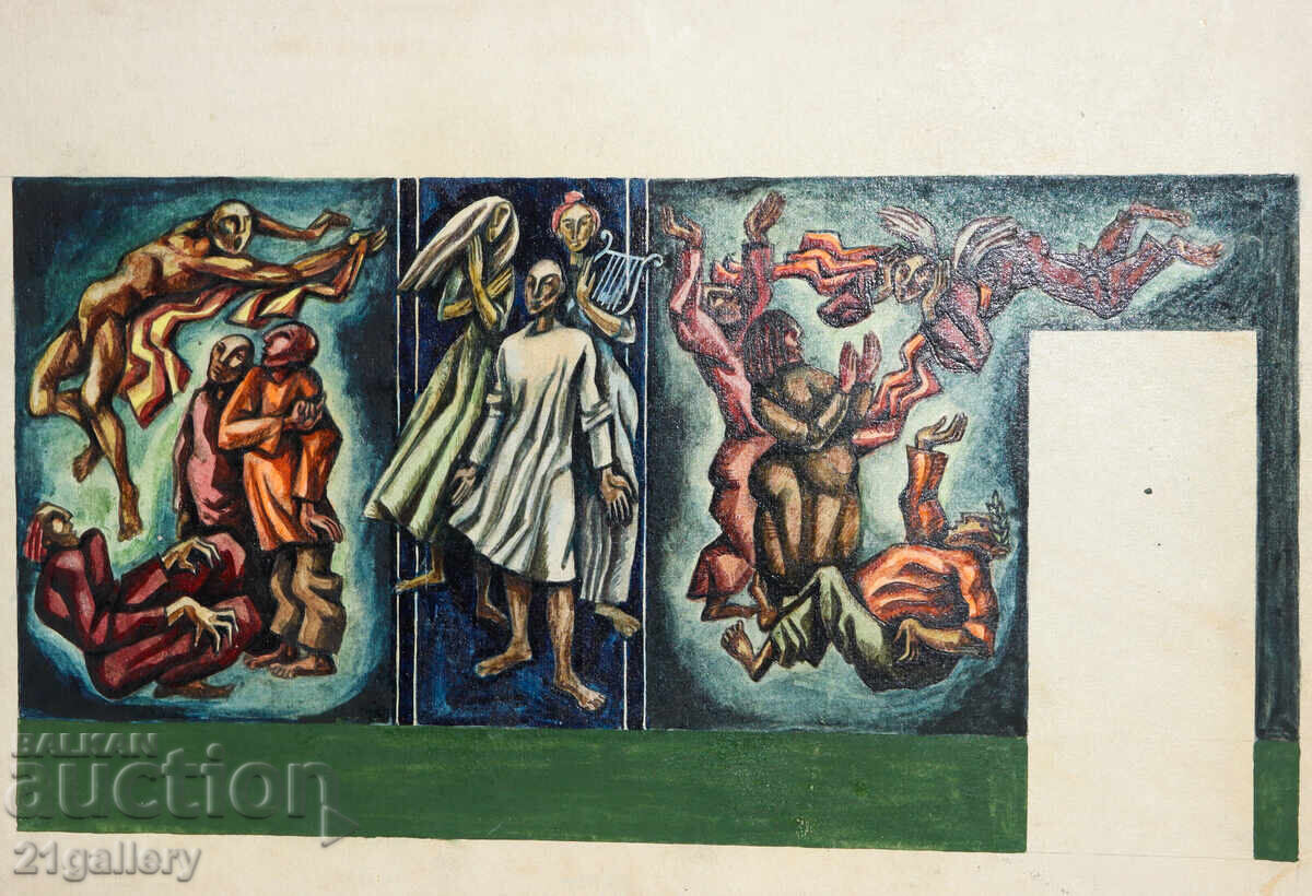 Abstract figurative composition oil painting