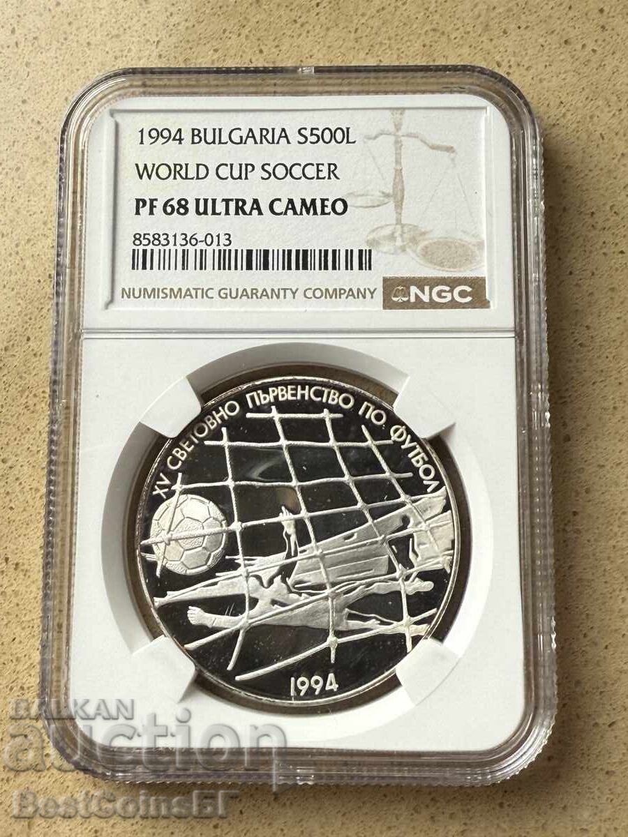 500 leva 1994 Δίχτυ ποδοσφαίρου NGC PF 68 Ultra cameo από 1στ 500 leva 1994 Δίχτυ ποδοσφαίρου NGC PF 68 Ultra cameo από 1στ