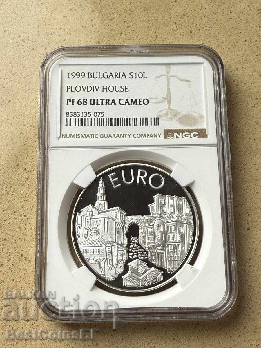 10 leva 1999 Πλόβντιβσκα Κάσα NGC PF 68 Ultra cameo 10 leva 1999 Πλόβντιβσκα Κάσα NGC PF 68 Ultra cameo