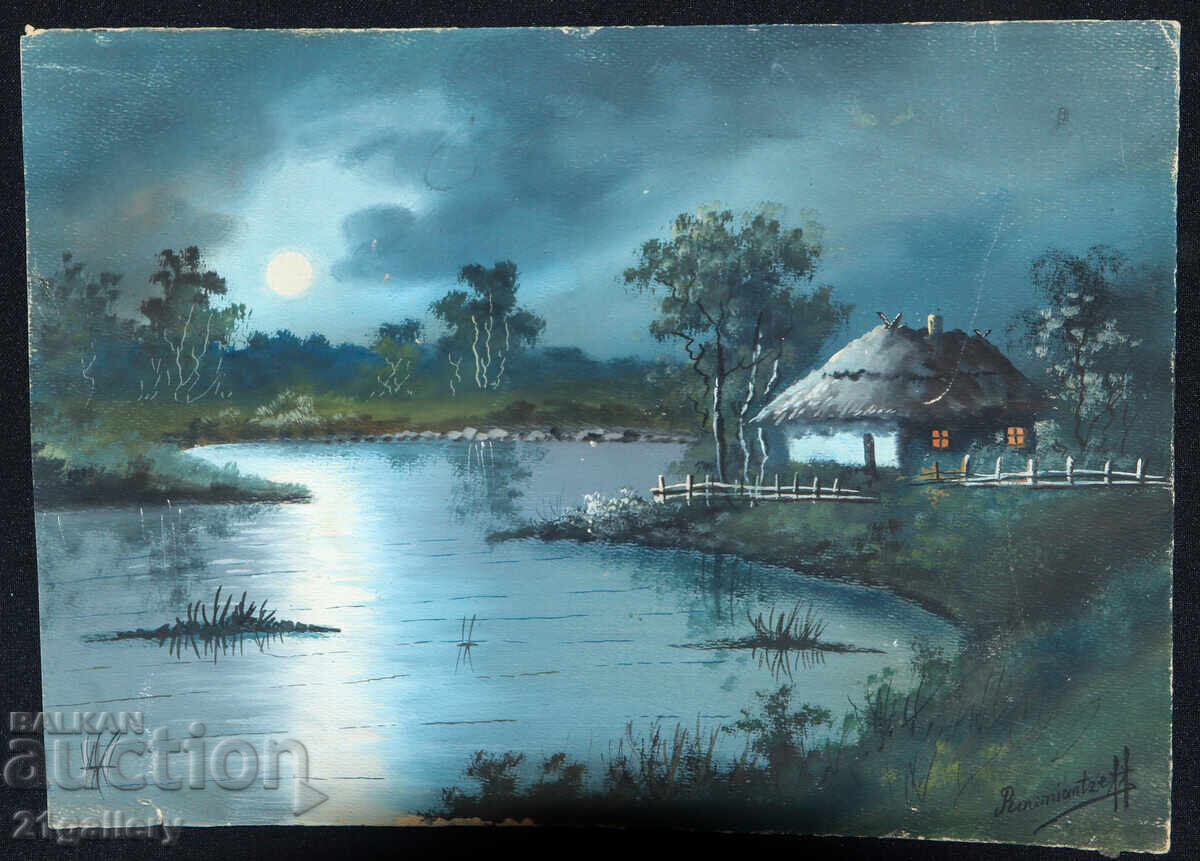 Аукцион Николас Румянцев XIX в. Франция , нощен пейзаж Аукцион Николас Румянцев XIX в. Франция , нощен пейзаж